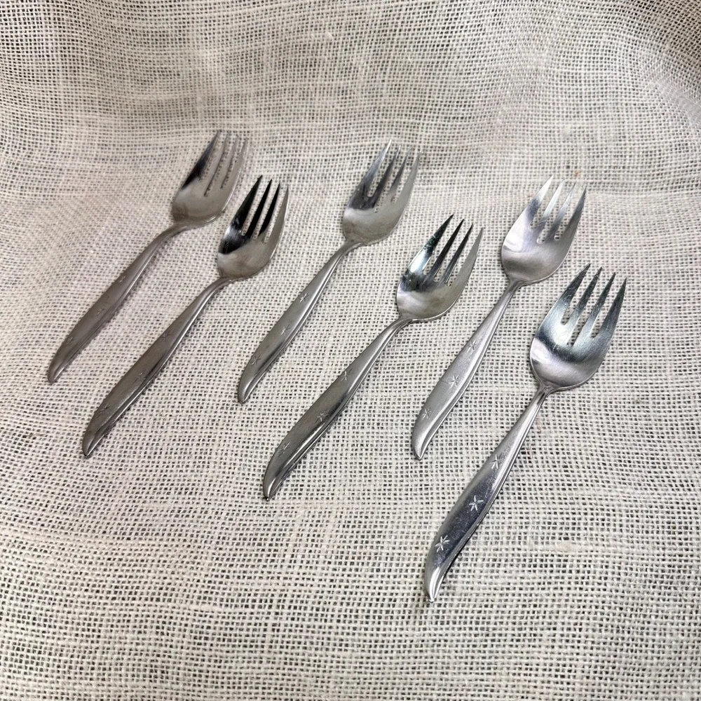 6 Vintage Nasco Starette Salad Forks 6.25
